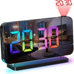 Etashop Rgb Projeksiyonlu Çalar Saat -7AYNA LED Dijital Saat Tavana Zaman Yansıtma USB & Type C Şarj Rgb Atmosfer Gece Lambası Siyah