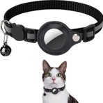 Etashop Airtag Uyumlu Reflektif Kedi Tasması Zilli Ayarlanabilir Kedi Boyun Tasması 22-32 cm Siyah