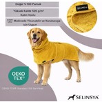 Selinsya Oeko-Tex %100 Pamuk Köpek Bornozu – Süper Emici Bukle Havlu Bademantel