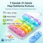 Coofbe Haftalık Ilaç Saklama Kutusu 21 Gözlü Kilitli Kapaklı Hap Ilaç Vitamin Saklama Kutusu Kabı