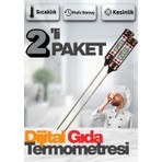 Dijital LCD 2 Adet Siyah Renk Gıda Yemek Termometresi Yemek Isı Ölçer Pil Hediyeli