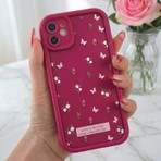 Fibaks Apple iPhone 11 Kılıf Yumuşak Dokulu Kelebek ve Gül Desenli Yumuşak Kamera Korumalı Silikon Kapak