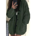 Cool Street Kadın Oversize Cepli Düğmeli V Yaka Triko Hırka