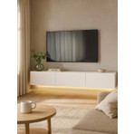 Dorpek Cercei LED Li Işıklı Tv Ünitesi 180 cm -Beyaz, Modern, Şık, Geniş, Fonksiyonel Tasarım - Tv Sehpası