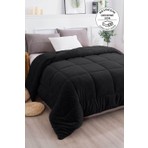 Evlen Home Collection Ultra Yumuşak Tek Kişilik Çift Taraflı Wellsoft Peluş Yorgan Yıkanabilir 160X220 cm Siyah