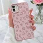 Fibaks iPhone 11 Kılıf Pembe Leopar Desenli Silikon İnce Yumuşak Malzeme ile Darbe Koruması