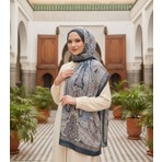 Revam Collection Retro Desen Pamuk Şal Lacivert Vizon