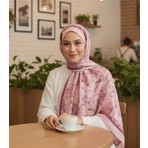 Revam Collection Retro Desenli Pamuk Şal Serisi Karma Pembe