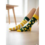 Carnaval Socks Sağ Sol Farklı Limon Desenli Soket Çorap – Eğlenceli Desen, 36-42 Numara