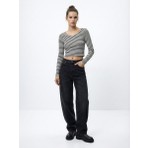 LTB Uzun Kollu Bisiklet Yaka Crop Siyah Sweatshırt