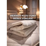 Yüncü Hanım  Merinos Kuzu Yünü Dolgulu Bebek Yorganı 95X145 Cm+ Yün Dolgu Bebek Yastığı