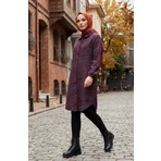 Boydan Düğmeli Oduncu Kışlık Tunik 2506-04 Mor