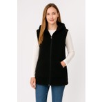 Sweet's Collection Kadın Uzun Tunik Yelek Siyah Welsoft Peluş Termal Özellikli Stil