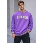  Mor Chicago Baskılı Sweatshirt