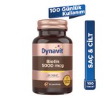 Dynavit Biotin 5000 mcg 100 Tablet Takviye Edici Gıda Türkiye Menşeli Saç ve Cilt Sağlığı İçin