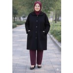 Cng Moda Büyük Beden Düğmeli Astarsız Anne Kaşe Kaban