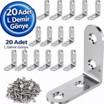 DESIPHON L Demir Gönye Köşebent 15X26X26 mm Metal Malzeme ile 20 Adet Koku Yapmaz Sabitleme Aparatı