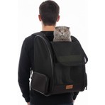 PUGALO AirMove Premium Kedi Köpek Taşıma Çantası | Silinebilir | Yırtılmaz Fileli | Bükülmez Gövde |(Siyah)