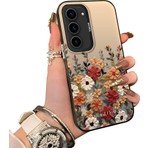 Ucuc Samsung Galaxy S23 Uyumlu Kılıf Akrilik Sert Arka Panel Mat Dokulu Yan Silikon Darbe Emici Güzel Çiçek Desenli Kamera Koruma Kapak