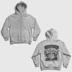 Presmono Unisex Gri Simon Henriksson Sırt Baskılı Fermuarlı Kapüşonlu Sweatshirt