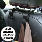 İnfeta 4'lü Araba Koltuk Arkası Kancası Askılık-Araç Koltuk Kafalığı Askısı Çanta Torba Şemsiye Eşya Askısı