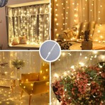 Sge Teknoloji Mighty Ramazan Süsü Sarı Işık 3x3 Metre 300 LED Kumandalı LED Perde Işığı Peri LED Hoşgeldin Ramazan