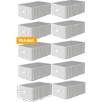Serstil 10 Adet Antrasit Çizgili Büyük Boy Baza Altı ve Çekyat Hurç - 65X45X22 cm - Organizer.