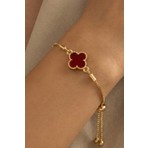 Aurrari Gold Bordo Taşlı Asansör Bileklik
