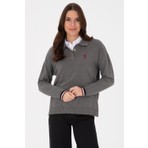 U.S. Polo Assn. Kadın Gri Melanj Polo Yaka Kazak 50314707-VR086