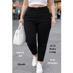 Cedy Denim Cedy Kadın Büyük Beden Pileli Mom Jean Pantolon C600 Yüksek Bel Likralı Günlük Stil
