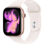 Apple Watch Series 11 Gps, 42 mm Roze altın Rengi Alüminyum kasa ve Bulut pembesi Spor kordon - s/m