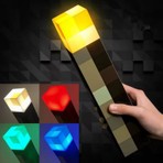 Gudli Minecraft Tarzı LED Meşale Lamba Çok Renkli USB Şarjlı Duvar Masa Lambası