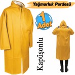 Badem10 (1 Adet) Xxl Balıkçı Denizci Yağmurluk Pardesü Kapşonlu Tek Parça Kalın Sarı Renk Beden Islak Koruma