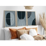 Huhuli Ahsap Çerceveli Minimalist 3’lu Tablo