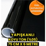 AutoFolyo Koyu Ton Cam Filmi 75 Cm X 6 Metre Yapışkanlı Ev-Ofis-Oto Uyumlu Dayanıklı Malzeme