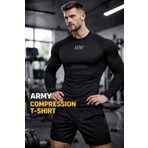 Gazelmanya Army Premium Compression Uzun Kol Fitness Body Gym Sporcu Kısa Kol Fitness Body Dar