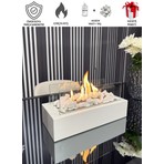 Mondelux Premium Metal Masaüstü Beyaz Şömine - Dekoratif Taş ve Yakıt Hediyeli