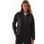 Penti Antrasit Yarım Fermuarlı Çizgili Polo Yaka Sweatshirt