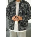Genius Store Oversize Peluş Tam Fermuarlı Sweatshirt Peluş Içi Polarlı Sherpa Kumaş Sweatshirt