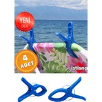 4 Adet Xxl Büyük Boy Şezlong Plaj Havlusu Mandalı Halı Asma Battaniye ve Havlu Tutucu Mandal