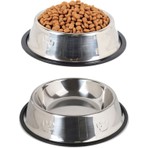 Munico 22 cm Köpek & Kedi Mama ve Su Kabı Kauçuk Şeritli Evcil Hayvan Mama Kabı Paslanmaz Çelik Su Tası Mam