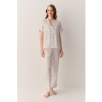 Suwen Butterfly Pamuklu Gömlek Yaka Pijama Takımı
