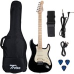 Trion TGP-112-BK Siyah Elektro Gitar Seti Aksesuar ve Amfi Dahil 22 Perdeli Profesyonel Kullanım İçin
