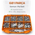 CIVTEX CİVATA 681 Parça 9 Çeşit Somun ve Pul Seti – Dın 934, Organizer Kutulu