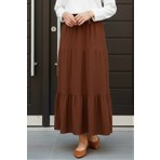 İmaj Butik Taba Eteği Katlı Bel Lastikli Bürümcük Etek