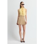 adL Pileli Mini Etek Camel 12742952007