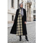 Sefa Merve Ekose Desenli Oduncu Kışlık Elbise 2508-01 Sarı