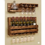 World of Wood Masif Çam El Yapımı Şaraplık ve Kadeh Standı Yüksek Kaliteli Doğal Ahşap ile Modern Tasarım