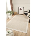 Konfor Halı Sisalux 3085 Bej Krem Sisal Dokuma Jüt Kilim Geometrik Desenli Kaymaz Taban Toz Vermez Halı Salon Mutfak Oturma Odası Halısı