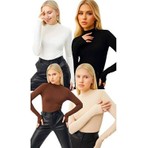 Hashtag Kadın Balıkçı Yaka Parmak Detaylı Body 4'lü Set Viskon Kumaş